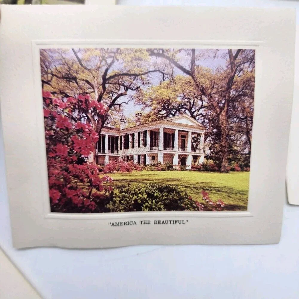 Vintage America The Beautiful 10 Embossed Color Photo Blank Note Cards Envelopes